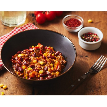 Chili Sin Carne (Végétarien) et Galette de Maïs